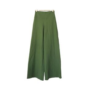 Wide Leg Micro Scrunch Pants - Olive - L